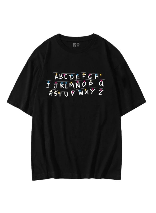 سترانجر ثينكينج غريب الأشياء القطن قصيرة الأكمام الرجال والنساء فضفاضة كبيرة الحجم العصرية تي شيرت هدية ل غريب الأشياء المشجعين - Image 1